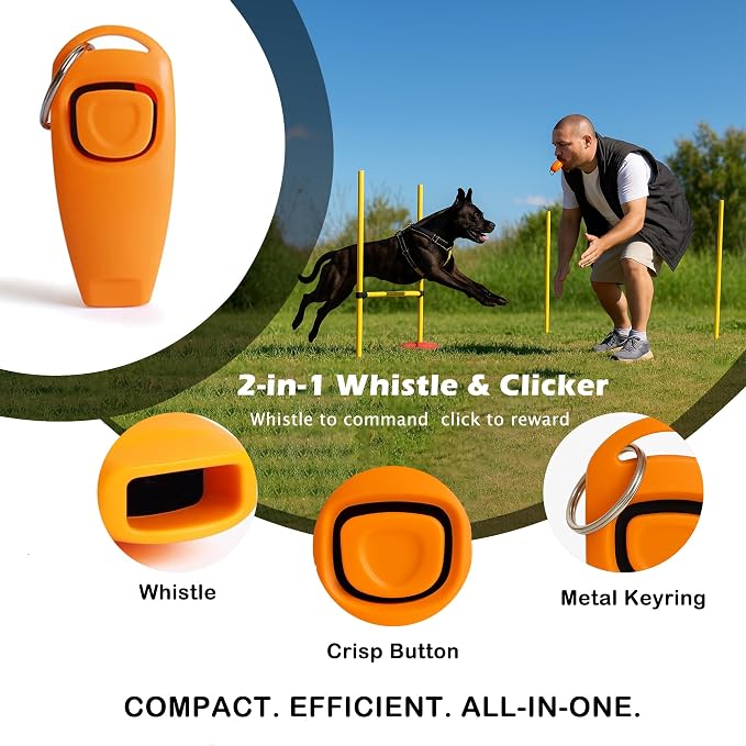 Dog Treat Pouch Bag for Training, Puppy Training Kit with 5 Double-Sided Obedience Cards, Clicker & Whistle, Dual Removable Liners, Large U-Shaped Opening, Waist Clip Treat Bag for Dog Walking