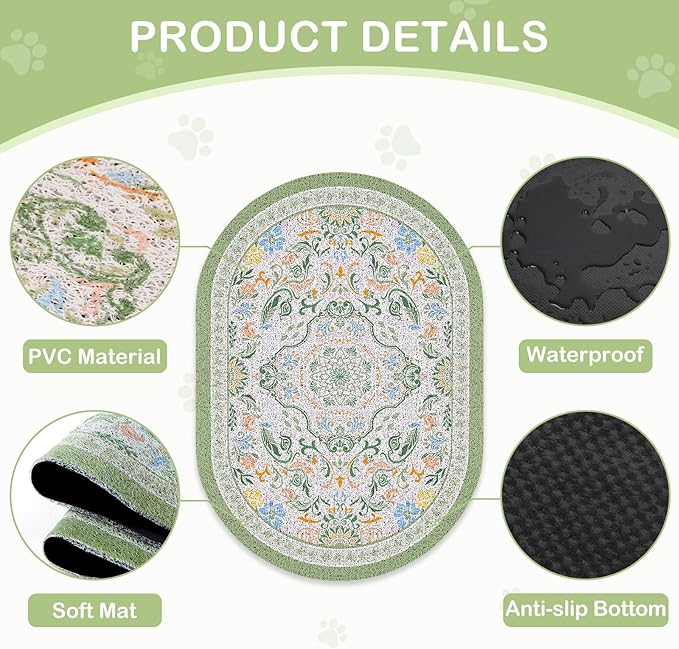 Bienbee Cat Litter Mat, 33" x 22" Dense Trapping Mesh for Litter Boxes | Litter Box Mat with PVC Mesh, Waterproof &Urineproof, Non-Slip Grip, Soft On Kitty Paws and Easy to Clean to Protect Floor