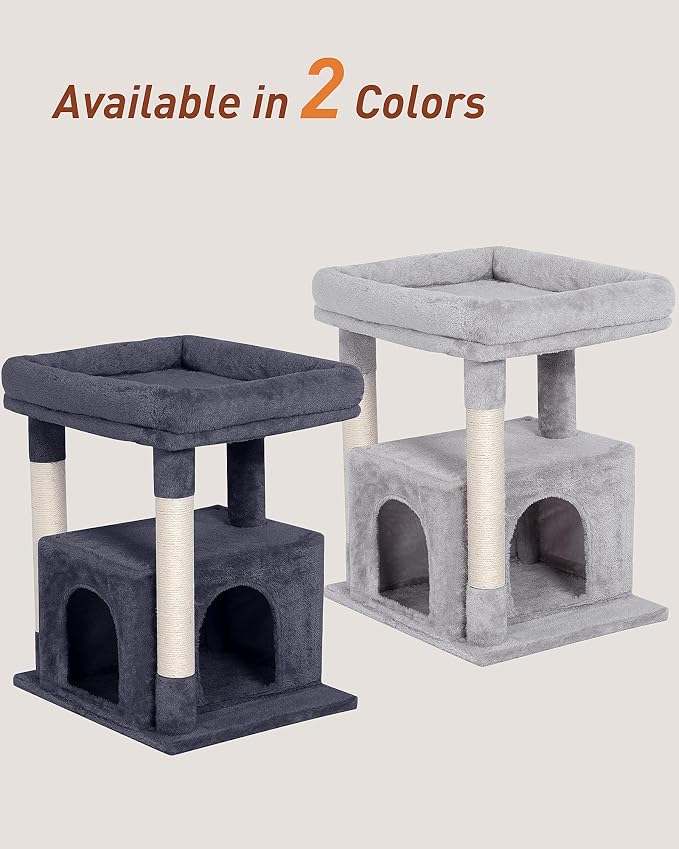 23.6" Cat Tree for Large Cat, 19 * 15.8 in Large Perch, Dark Gray | Cat Tower with Scratching Post, 2-door Cat Condo for Adult Indoor Cats, Easy to Clean and Install, Assembly tools included