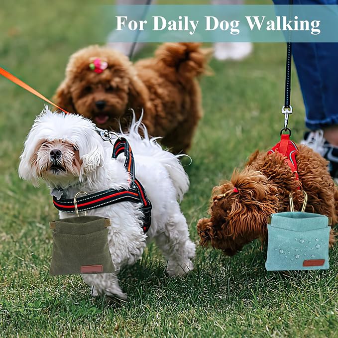 2Pcs Hands Free Dog Treat Pouches for Training, Walking and Outdoor Use | Dog Treat Bag with Carabiner, Hands Free, Auto Closing Pet Treat Pouch for Training,Walking, Hiking
