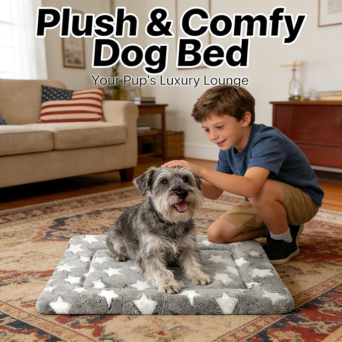 Dog Bed Mat - Soft Crate Pad for Kennel, Durable Pet Bed for Small Dogs & Cats - Comfort Support for Pet Crate, Cage, House