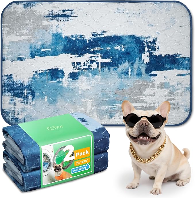 FXW Washable Pee Pads for Dogs, Super Absorbent, 23" x 35", 2 Packs | Machine washable, Non-slip backing