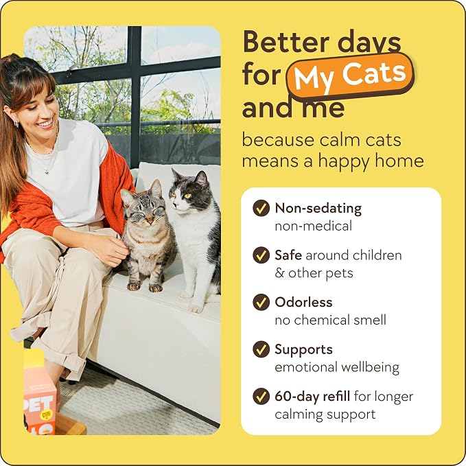TherapetMD 2-Pack 120-Days Cat Calming Diffuser Kits - Dual-Pheromone Cat Diffusers for Stress, Pee Spraying, Fighting, Aggression, Meowing & Scratching – 2 Diffusers + 120-Days Refills - Box May Vary
