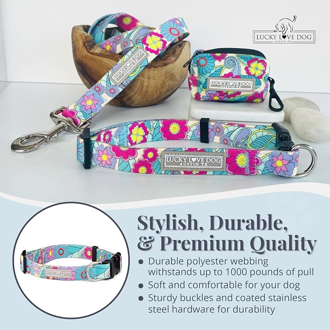 Lucky Love Dog Collars, Cute Large Dog Collars for Female Dogs, Part of Purchase Donated to Rescue (Large, Caroline, Collar)