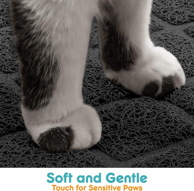 Conlun PVC Cat Litter Mat 24" x 15" Inch Black, Non-Slip, Less Waste Cat Litter Box Mat, Soft on Kitty’s Paws, Urine Waterproof