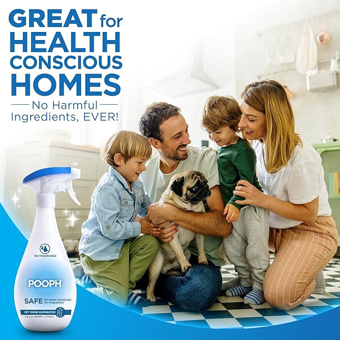 POOPH Pet Odor Eliminator Spray, 16 oz | Unscented pet odor eliminator spray for home surfaces, upholstery, furniture, and vehicles