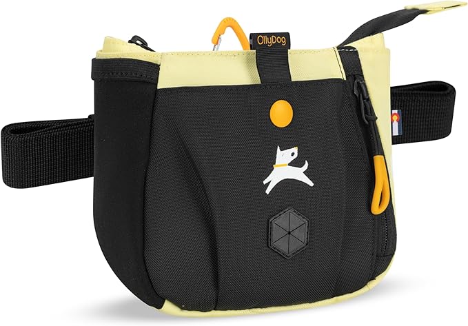 Backcountry Day Bag | Dog Training Treat Pouch | Eco-Friendly Recycled Fabric Fanny Pack with Zipper Closure, Built-in Poop Bag Dispenser & Adjustable Waist Belt (Sol)