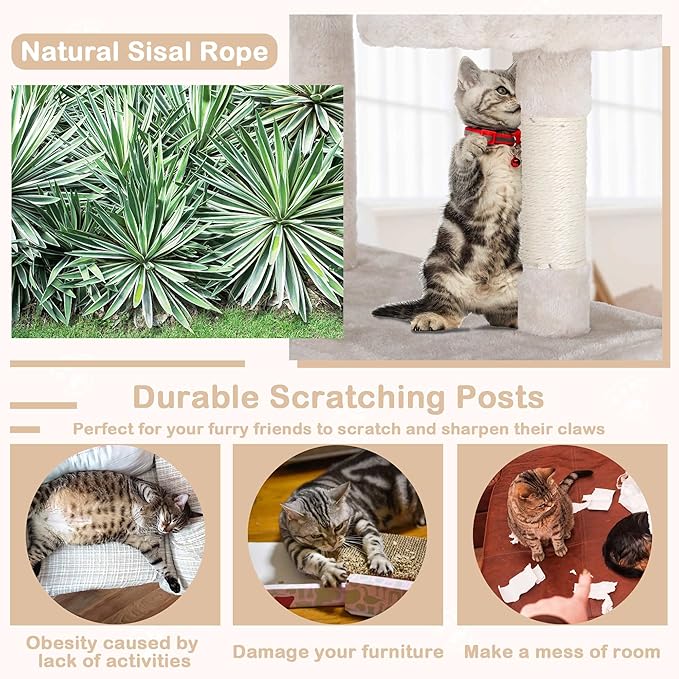 Go Pet Club 70'' Tall Multi-Level Cat Tree with Scratching Post, Condo, Platform, Tower for Indoor Medium Cats