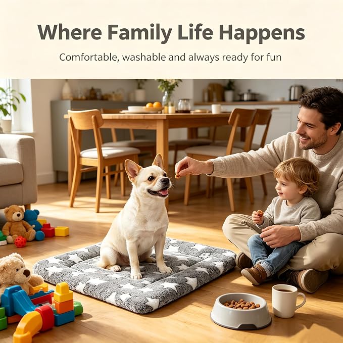 Dog Bed Mat - Comfortable Kennel Pad, Multi-Purpose Crate Bed & Mat for Dogs & Cats – Soft Crate Pad for Dog & Cat (Gray, M(30"x20"x1.5"))