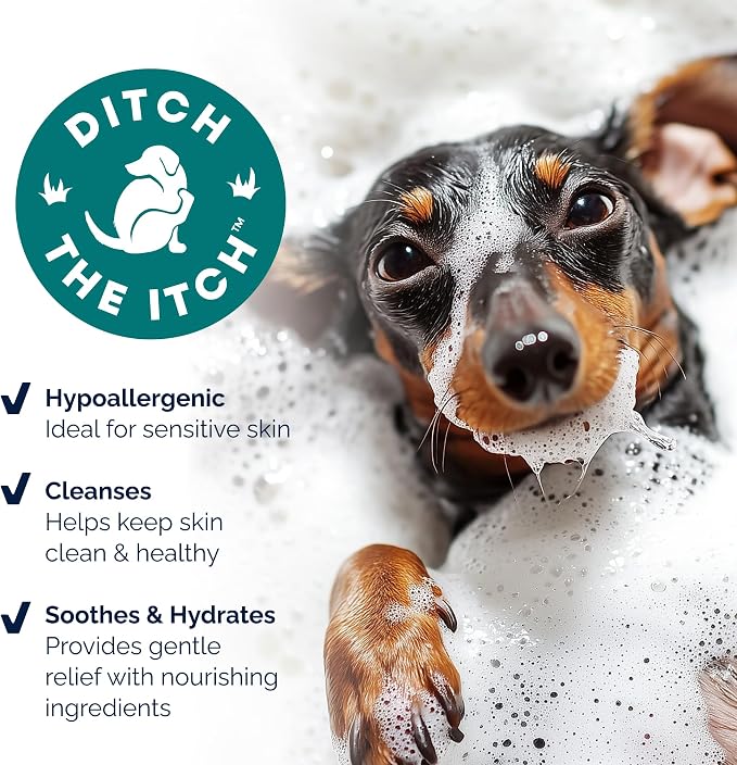Vetnique Dermabliss Oatmeal Dog Shampoo for Itchy Skin & Allergy Relief | Soap-Free Colloidal Oatmeal & Aloe Wash for Dogs, Puppies & Cats, Soothes Itchy, Allergy-Prone, Flaky Sensitive Skin