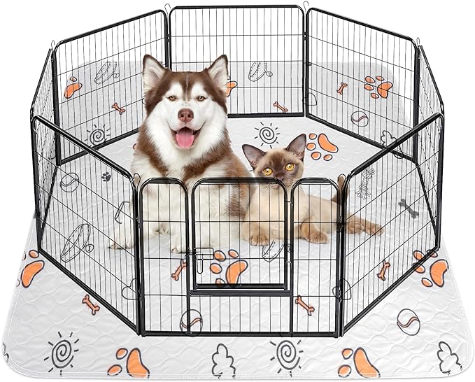 FURTIME Washable Pee Pads for Dogs, Super Absorbent, 1 Pack 72"x72" Gray | Reusable Training Dog Pads, 100% Waterproof Non-Slip Dog Mat for Training, Whelping, Housebreaking, for Playpen, Crate