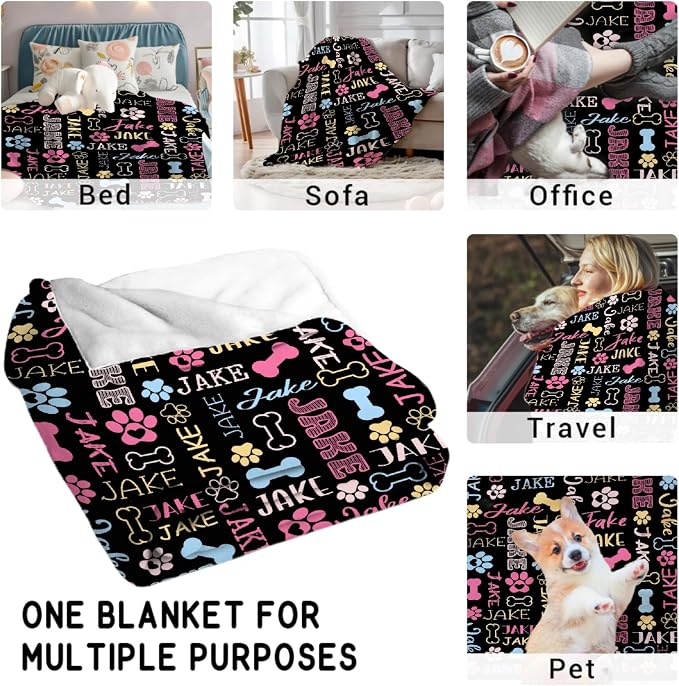 Custom Dog Blankets with Pictures, Personalized Name Blanket for Pets, Customized Pet Photo Throw,The Lightweight Blanket All-Season 40"x30" for Pets