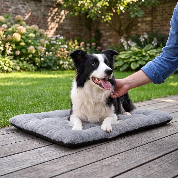 Dog Bed 36" for Metal Crate Pad,Washable Sleeping Mat for Medium/Large Pets | Soft faux rabbit fur, non-slip,machine wash/dry, plush cushioning, for crates, floors & travel, multiple sizes for all breeds