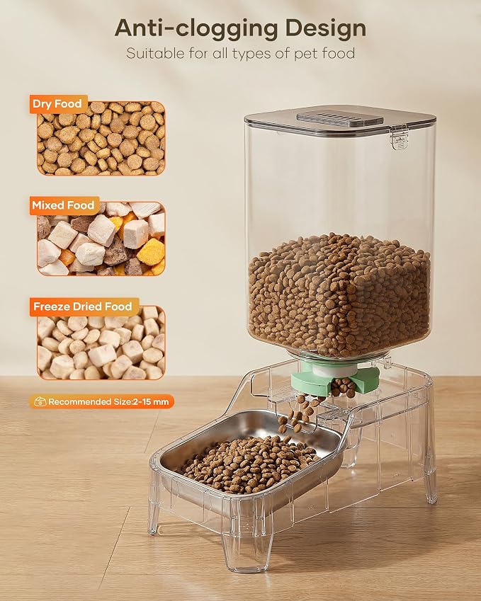 Automatic Cat Feeder with Camera - 7L/29 Cups Auto Dog Feeder with Large Food Tray & 1080P Night Vision, Elevated Bowl, 2-Way Audio, 10s Voice Recording, 5G WiFi Timed Cat Food Dispenser, 1-15 Meals