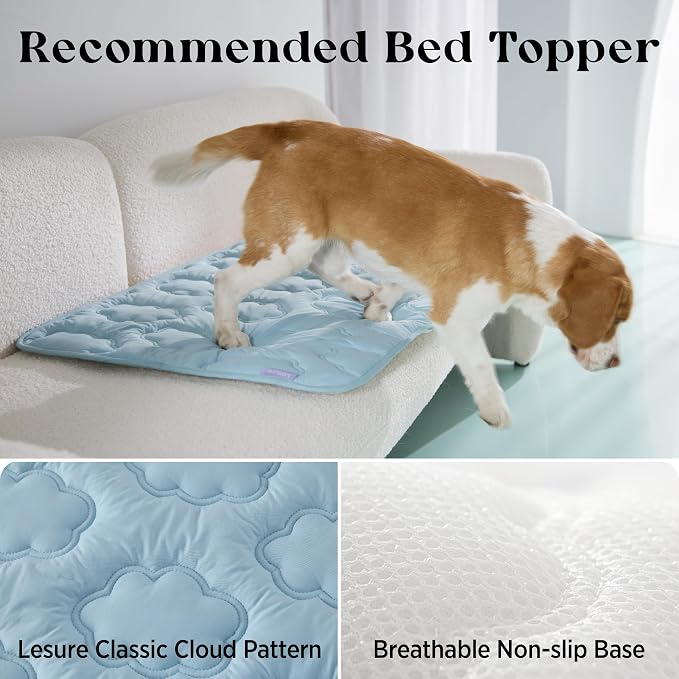 LE SURE Dog Cooling Mat for Small Dogs - QMAX>0.5 Breathable Thin Cool Crate Pad for Cat with Chill Fiber and Innovative Mesh Base Design, Portable Washable Pet Kennel Mat for Summer, 24x18,Blue