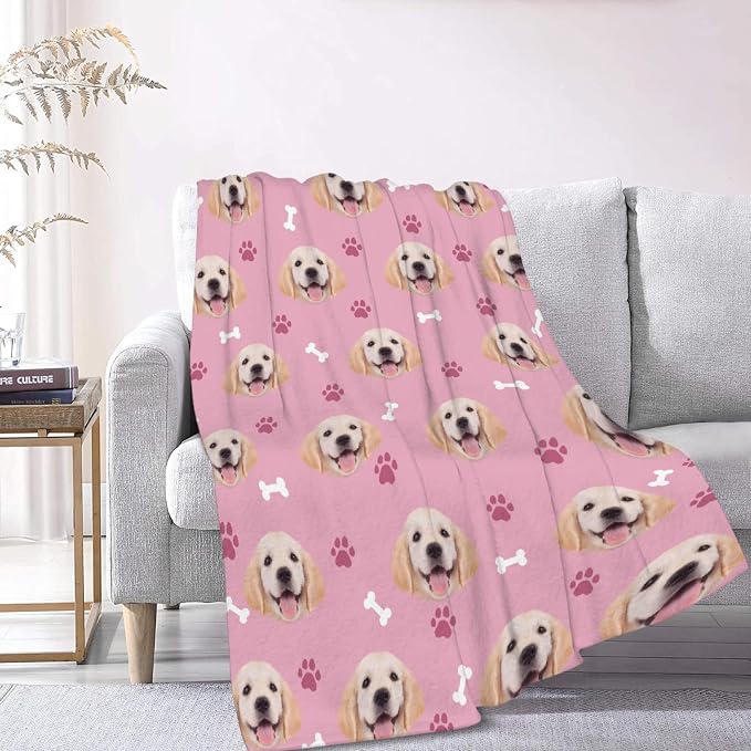 Custom Dog Blankets with Pictures, Personalized Name Blanket for Pets, Customized Pet Photo Throw,The Lightweight Blanket All-Season 50"x40"for Kids