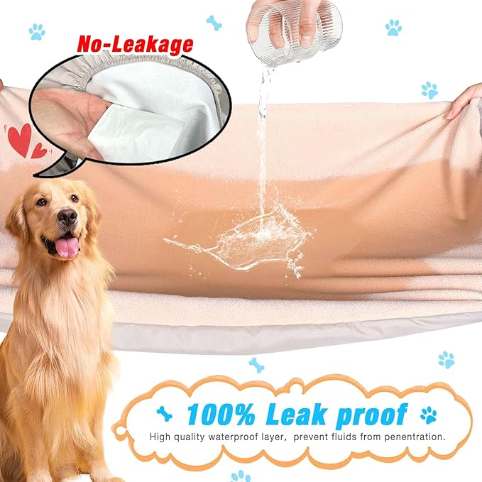 Dog Bed Covers Replacement Washable 100% Waterproof Dog Bed Sheets, Soft & Noiseless Pet Bed Cover, 2 Pack, 30" x 20" Beige