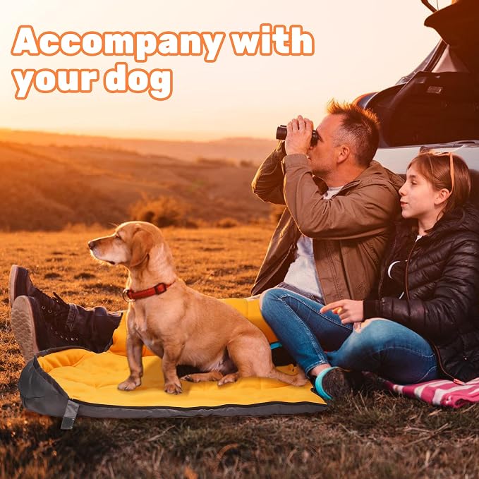 Lifeunion Dog Sleeping Bag with Storage Bag Waterproof Warm Packable Dog Bed for Travel Camping Hiking Backpacking (Grey+Orange)