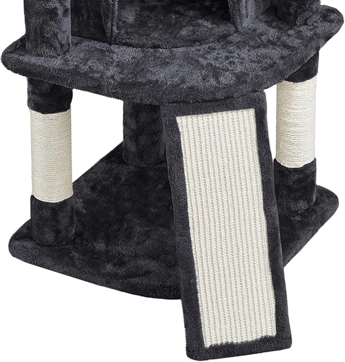 Topeakmart 42in Cat Tree Tower for Indoor Cats, Cat Condo with Perch & Hammock, Activity Center, Multi-Level Cat Furniture with Scratching Posts, Cat House, Black