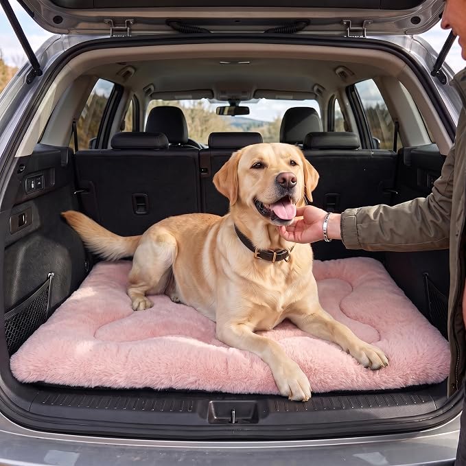 Dog Bed 42" for Metal Crate Pad,Washable Sleeping Mat for Medium/Large Pets | Soft faux rabbit fur, non-slip,machine wash/dry, plush cushioning, for crates, floors & travel, multiple sizes for all breeds