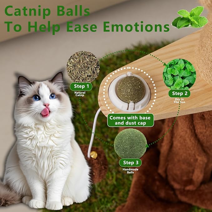 Cat Scratching Post, Cat Scratcher Kitten Scratch Post，Sisal Rope for Indoor Cats, Claw Scratcher for Indoor Cats and Kittens (Catnip Ball)