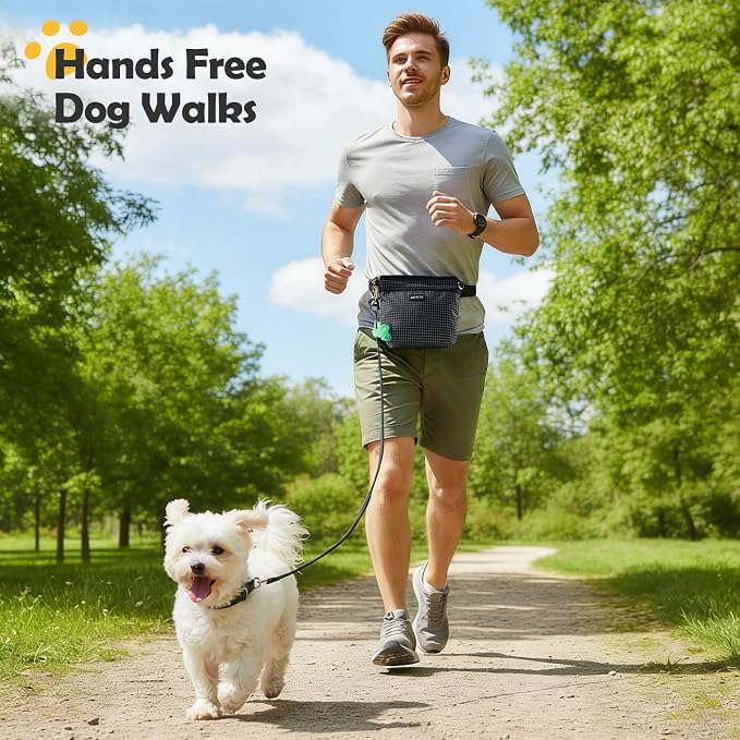AGPTEK Dog Training Treat Pouch, Magnetic Dog Walking Pouch | Removable/Split Snack Bag, Poop Bag Dispenser, Quick Access,Water-Resistant, Hands-Free for Training, Walk, Hiking, Run