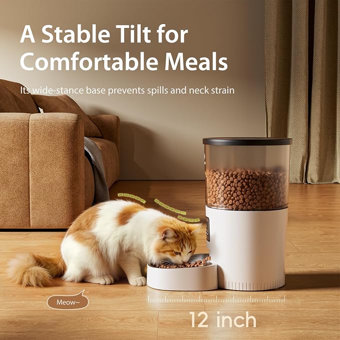 IMIPAW Automatic Cat Feeder, 3L Timed Pet Dry Food Dispenser with Clog-Free Design, Auto Feeder for Cats, 1-6 Meals Per Day, Desiccant Bags, with Stainless Steel