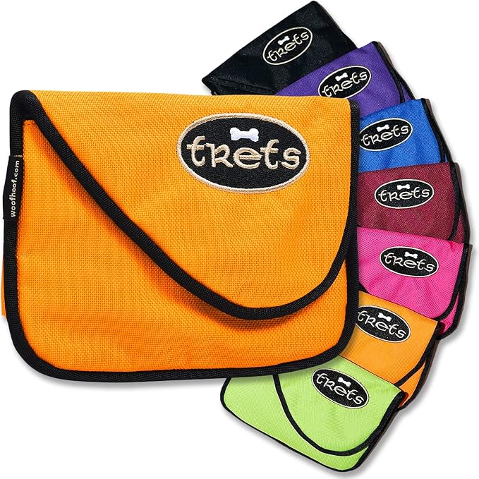 Dog Treat Pouch, Orange Training Treat Pouch - Clip On Dog Treat Holder, Innovative No Spill Design, Magnetic Flap, Expandable Gusset, Made of Durable Nylon, Machine Washable