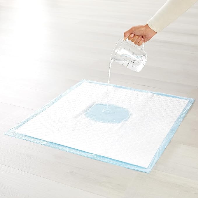 Amazon Basics Heavy Duty Absorbent Dog and Puppy Pee Pads with 5-Layer Leak-Proof Design and Quick-Dry Surface for Potty Training, Regular Size, 24 x 23 Inches, Blue & White, 20-Count