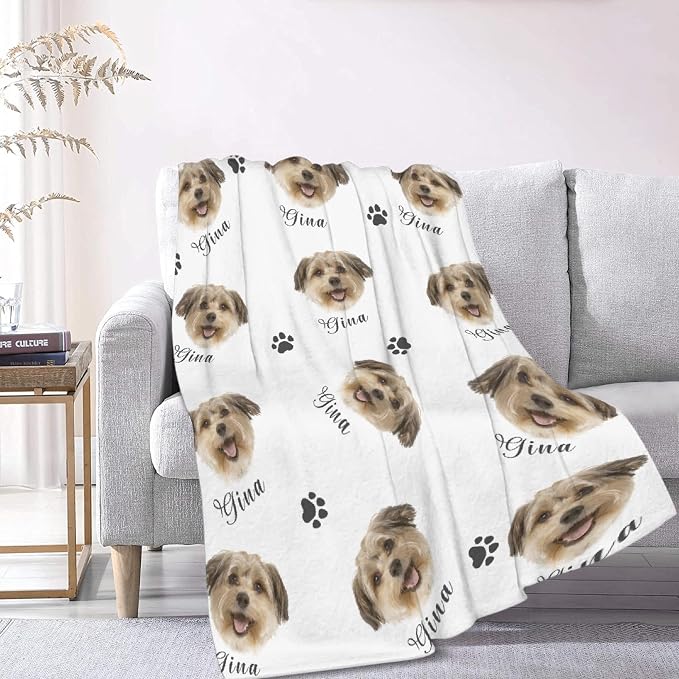 Custom Dog Blankets with Pictures, Personalized Name Blanket for Pets, Customized Pet Photo Throw,The Lightweight Blanket All-Season 40"x30"for Pet