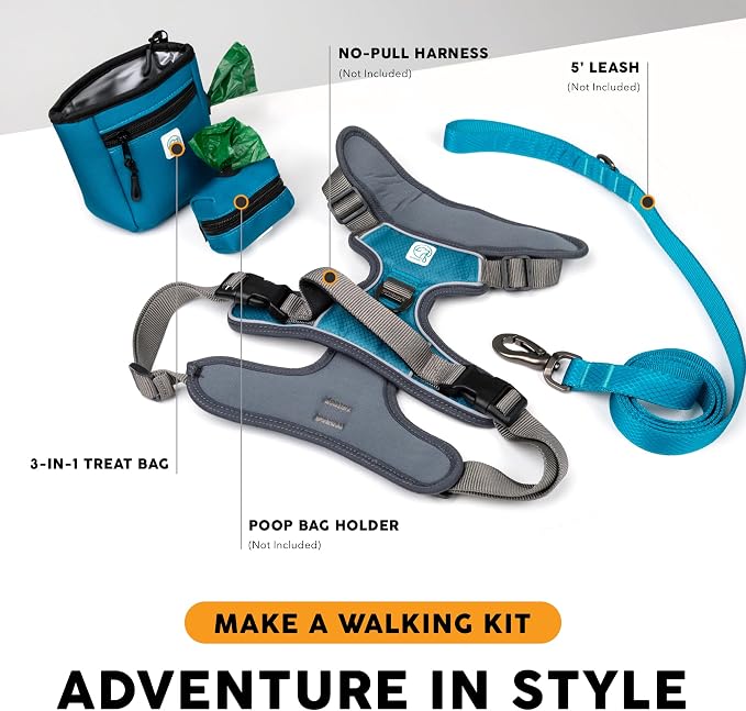 Embark Dog Treat Pouch - Waterproof Training Bag & Portable Water Bowl | Leakproof Treat Bag with Hook, Magnetic Closure, Extra Pocket for Phone & Keys with Poop Bag Outlet For Dogs - Black