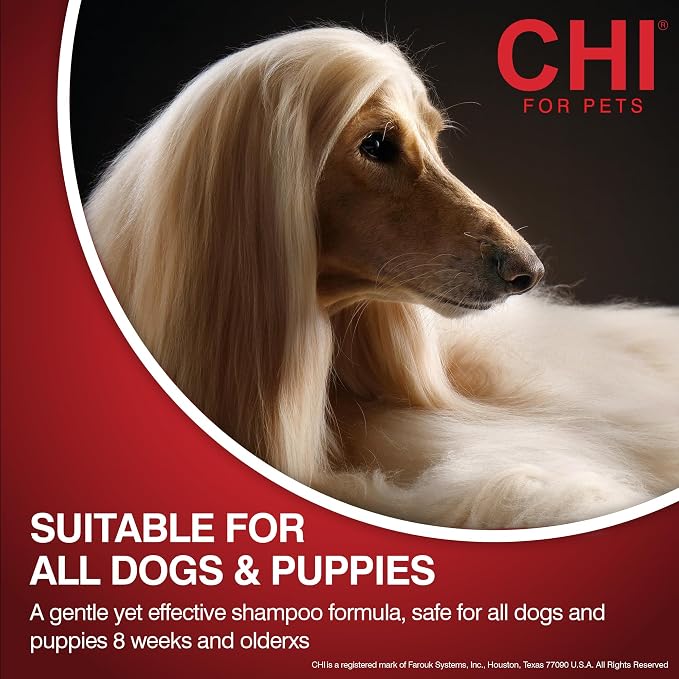 CHI for Dogs Gentle 2-in-1 Shampoo and Conditioner, Ionic Technology pH Balanced Dog Wash with Silk and Milk Proteins, Sulfate and Paraben Free, All Coats and Breeds, 16 Fl Oz