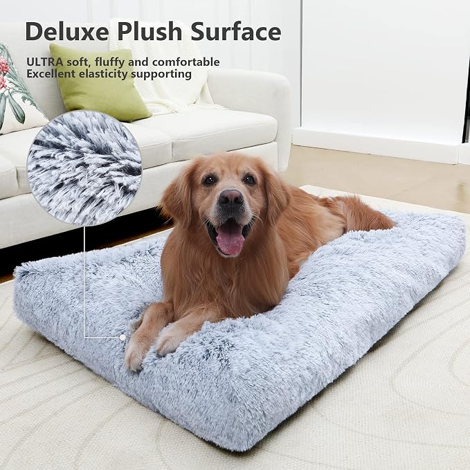 XXL Dog Bed Washable, Waterproof Large Crate Pad 48", Jumbo Plush Pet Mats | Removable Cover, Machine washable, Anti-Slip Bottom, Kennel Pad 48*29", Ultra Soft Cozy, Pets Mats for Sleeping,100 lbs