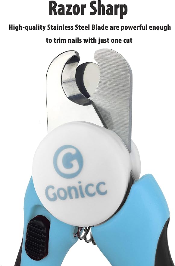 gonicc Dog & Cat Pets Nail Clippers and Grooming Brush. Nail Clippers with Safety Guard to Avoid Overcutting, Free Nail File. Dog Brush Effectively Reduces Shedding by Up to 95%. Professional Groomin