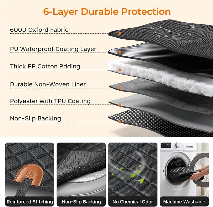 URPOWER Dog Car Seat Cover for Pets 100% Waterproof Seat Cover Hammock 600D Heavy Duty Scratch Proof Nonslip Durable Soft Back Seat Covers for Cars Trucks and SUVs