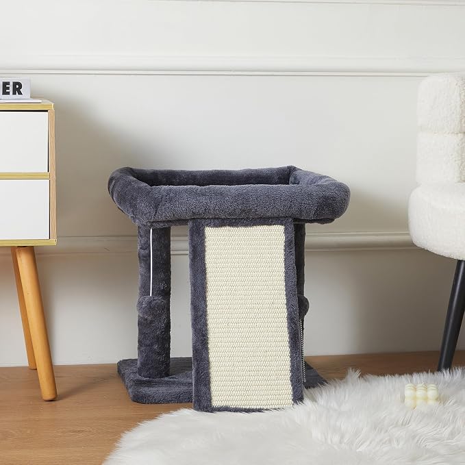 17.1-inch Small Cat Tree Tower with Scratching Post for Indoor Cats,Grey