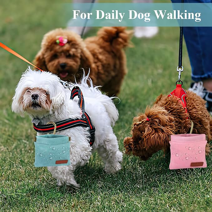 2Pcs Hands Free Dog Treat Pouches for Training, Walking and Outdoor Use | Dog Treat Bag with Carabiner, Hands Free, Auto Closing Pet Treat Pouch for Training,Walking, Hiking