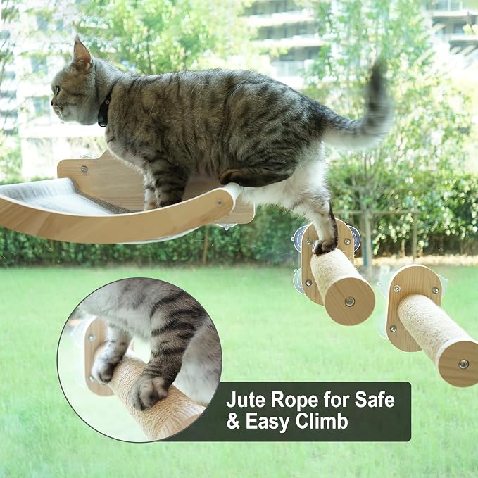 Cozy Cat Window Perch with 2 Pack of Sisal Window Shelves | Cat Window Hammock for Indoor Cats，Strong Suction Cups, Easy Install，for Sunbathing, Napping & Overlooking