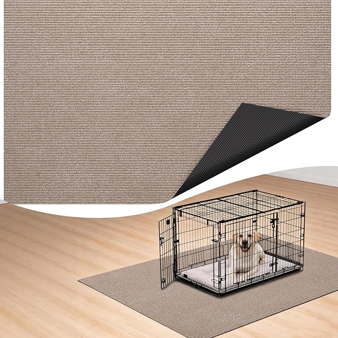 Dog Crate Mat, 24 in X 36 in Dog Playpen Mat Kennel Mat | Waterproof Non-Slip Reusable Washable Floor Protector Extra Large cages Puppy Pee Pad for Under Dogs Crate Brown