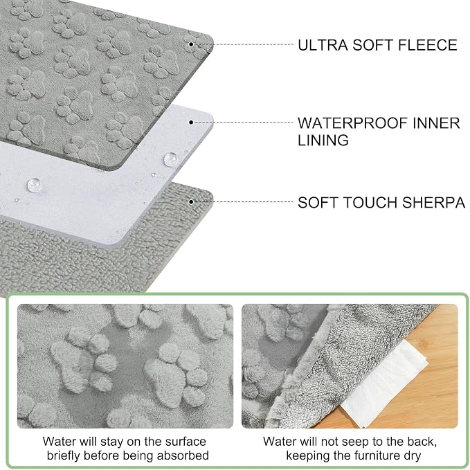 BEAUTYZOO Waterproof Dog Blankets for Large Dogs, Dog Blanket for Couch Sofa Bed, Super Soft Premium Coral Fleece Throw Cat Puppy Blanket, Reversible Furniture Protector, Washable Pet Blanket 32x40IN