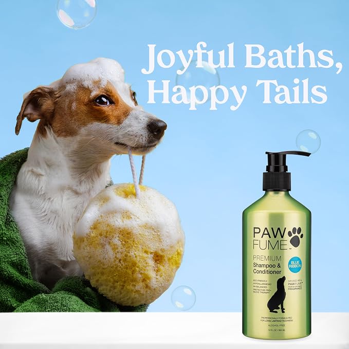 PAWFUME Dog Shampoo and Conditioner, Blue Ribbon, 4-Pack | Probiotic pH-balanced formula nourishes, detangles and deep cleans for silky coat, Puppy Shampoo and Conditioner