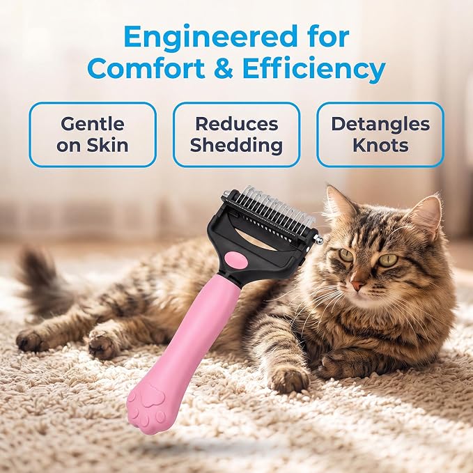 Deshedding Dog Brush，3-in-1 Undercoat Rake for Dogs (Blue) | Pet Pro Grooming Tool – Ultimate Dematting Comb & Deshedding Brush for Cats and Dogs, Perfect for Shedding & Detangling