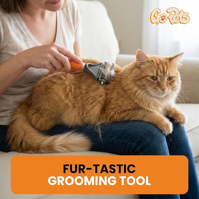 2-in-1 Deshedding & Dematting Comb & Grooming Brush for Dogs & Cats | Double-Sided Dog Rake for Shedding, Pet Deshedding Brush, Undercoat Mat Dematting Tool for Long Haired Cats, Grooming Matting
