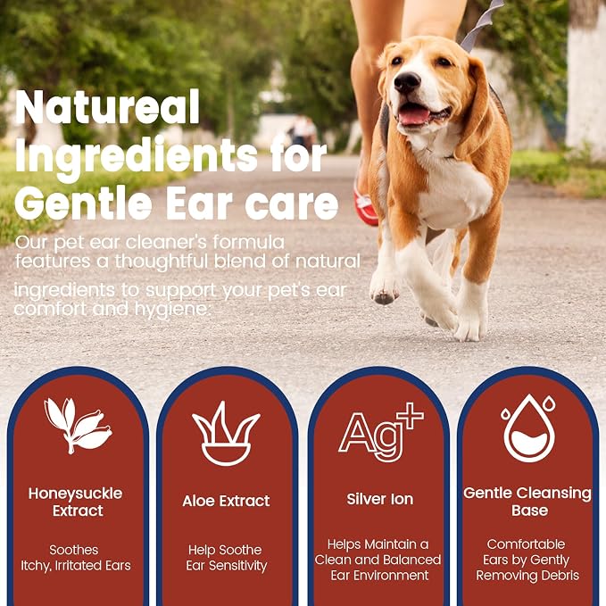 Petnanny Dog Ear Cleaner,Cat Ear Cleaner Drops, Pet Ear Cleaner Gentle Care | Cat Ear Drops with Silver Ion & Botanical Extracts, Non-Stinging Dog Ear Wash, Soothes Itchy Ears & Gently Clear Wax & Debris