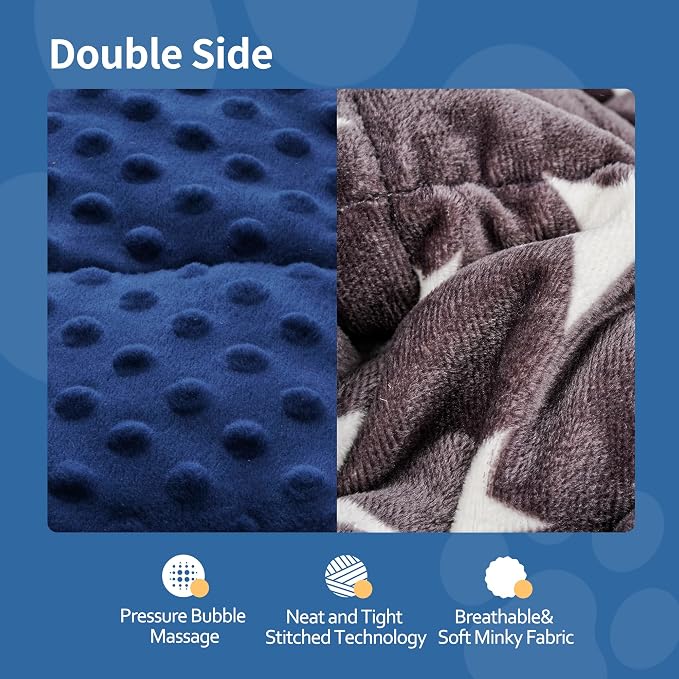 LaSyL Weighted Blanket for Pets | Thunder Blanket for Dogs Anxiety | Premium Soft Minky | Relaxation & Calming & Anti Anxiety | Used in Car, Bed, Couch | Blue Grey Star, Washable Small (24"x32")