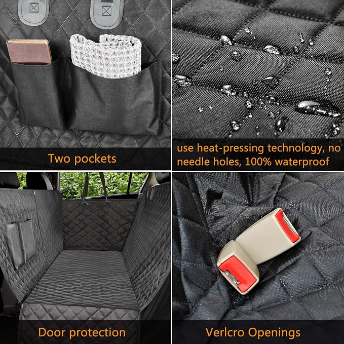 Vailge Extra Large, 100% Waterproof Dog Seat Cover for Back Seat with Zipper Side Flap, Heavy Duty car Hammock Pet Seat Cover for Cars Trucks suvs