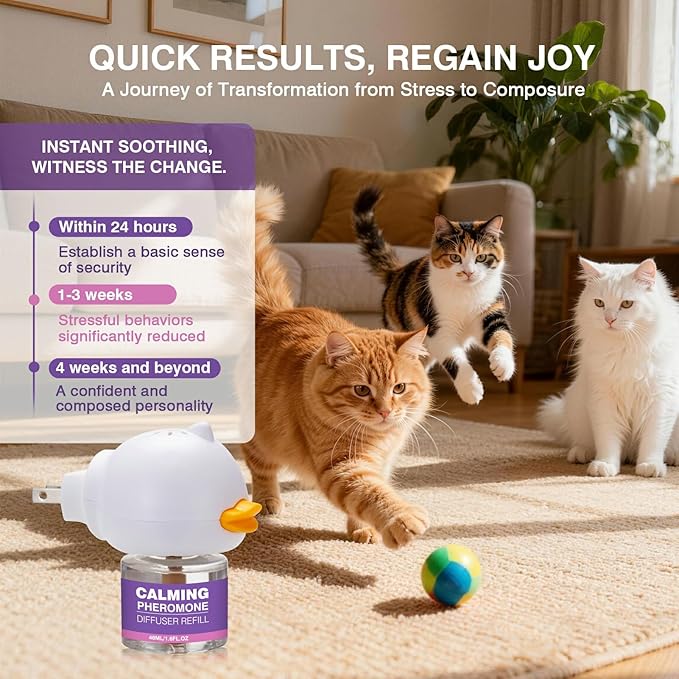 Tcllka Cat Calming Pheromone Diffuser Effectively Relieve Anxiety Stress Cat Calming Diffuser Comfort for Cats Refill Reduce Fighting Spraying and Scratching Calm Relaxing 48ml/Bottle Fits All Cats