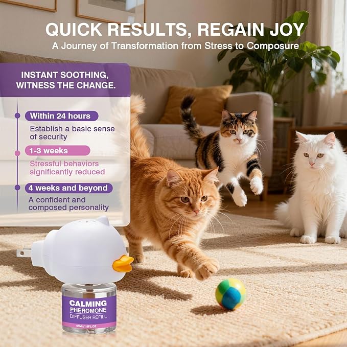 Tcllka Cat Calming Pheromone Diffuser Effectively Relieve Anxiety Stress Cat Calming Diffuser Comfort for Cats Refill Reduce Fighting Spraying and Scratching Calm Relaxing 48ml/Bottle Fits All Cats