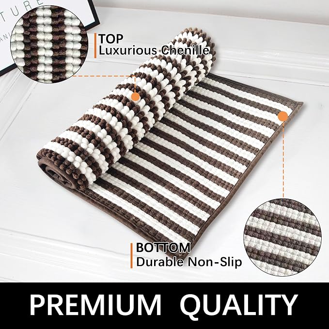 Dog Door Mat for Muddy Paws - Absorbent Quick-Dry Non-Slip Washable Chenille Pet Rug, Indoor Entryway Mat for Front Door & Crate (Brown, 30" L*18" W)