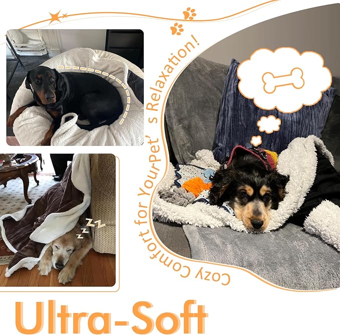 Kritter Planet Dog Blankets for Large Dogs Grey, Soft Fluffy Fleece Pet Blankets for Couch, Sofa, Dog Beds, Car Seats, Creat, Washable, 50x60 inches